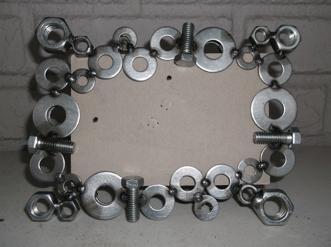 Recycled Metal Picture Frame: Nuts & Bolts, 4x6, Handmade - Etsy