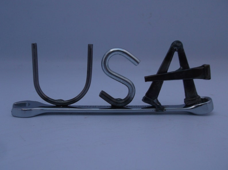 USA, tiny wrench, miniature gift ideas, recycled, up cycled, welded metal art image 1