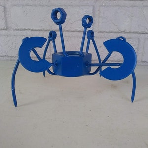 Blue Crab Scrap Metal Recycled Art, Crab Sculpture Figurine image 2