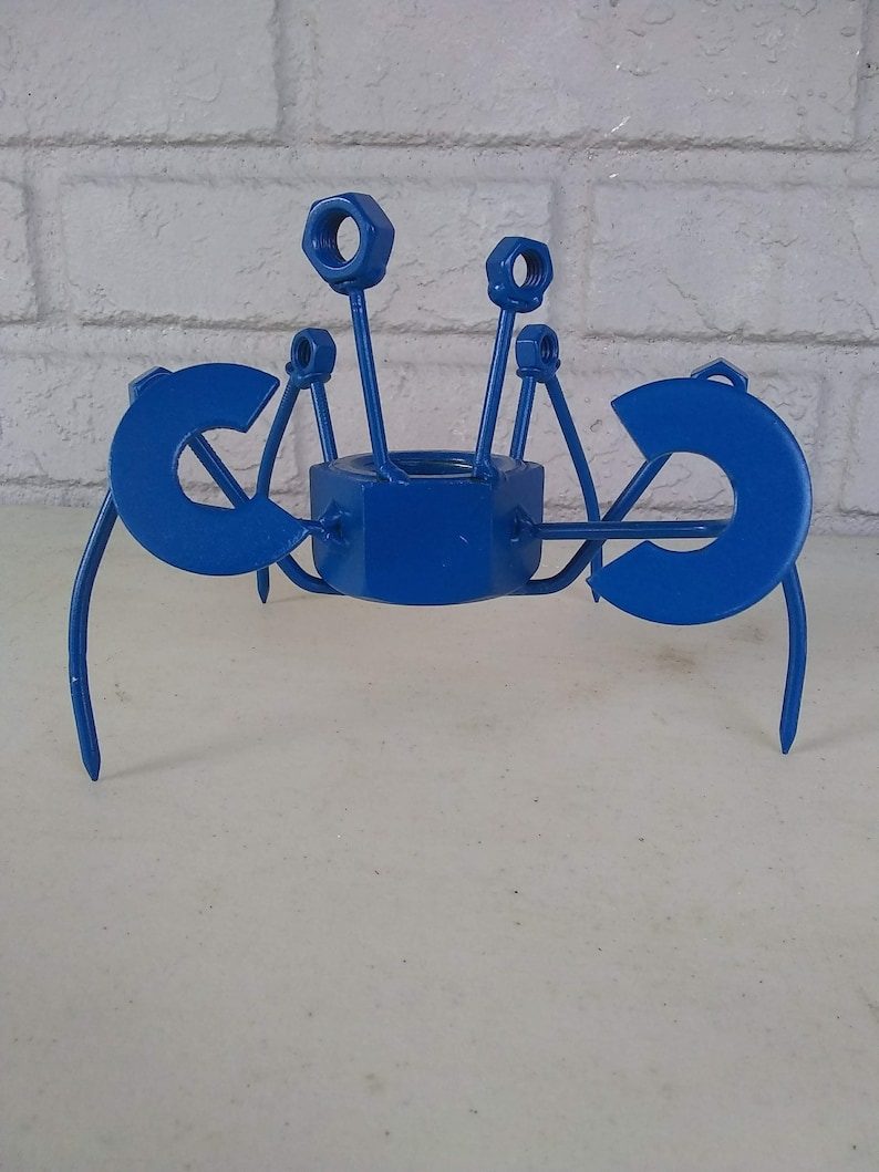 Blue Crab Scrap Metal Recycled Art, Crab Sculpture Figurine image 2