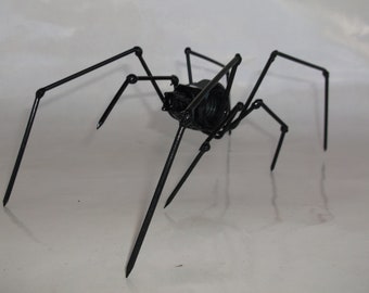 Spider metal recycled art, black widow spider