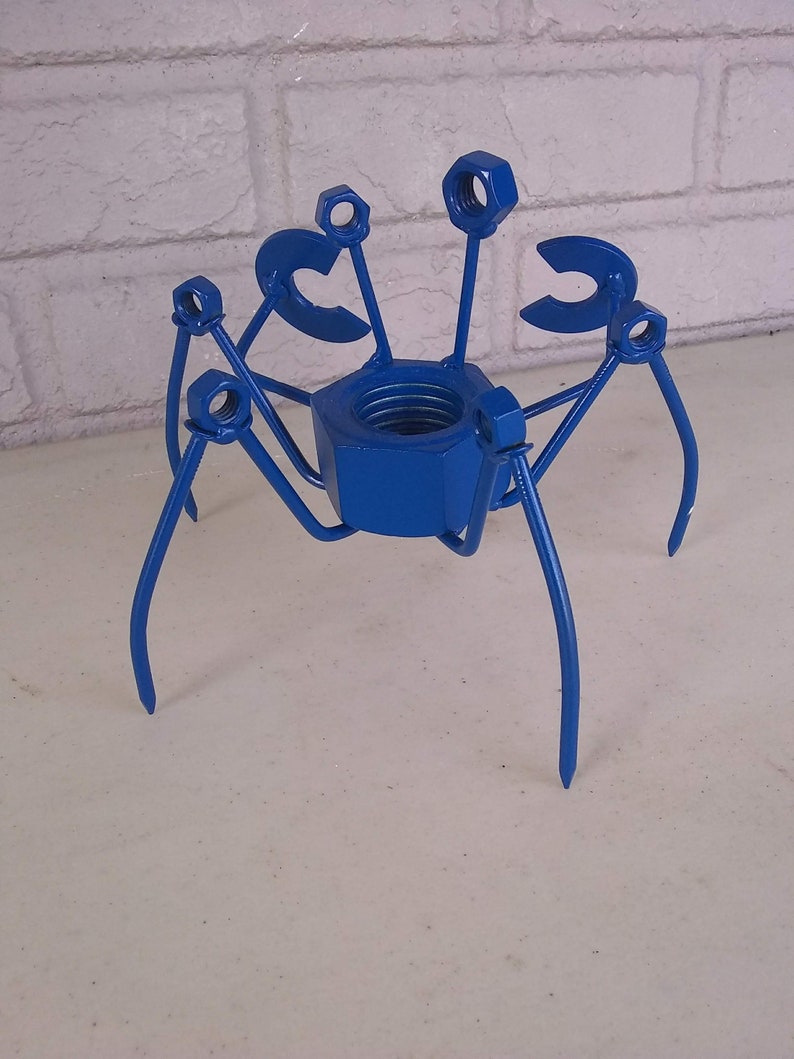 Blue Crab Scrap Metal Recycled Art, Crab Sculpture Figurine image 4