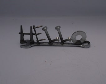 Hello, miniature gift ideas, recycled, up cycled, welded metal wrench