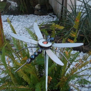 Orange Dragonfly Metal Sculpture, Garden Stake