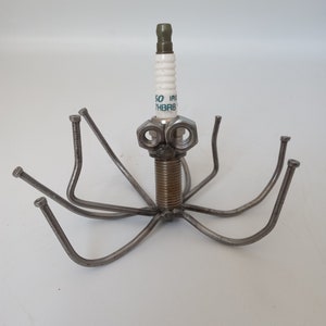 Octopus Figurine, Metal spark plug Sculpture, Welded Arts and Crafts