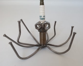 Octopus Figurine, Metal spark plug Sculpture, Welded Arts and Crafts