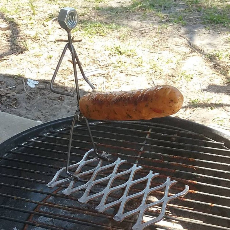 Triple Hot Dog Man, Barbeque Grill Guy, Metal Art BBQ Brat Cooker image 7
