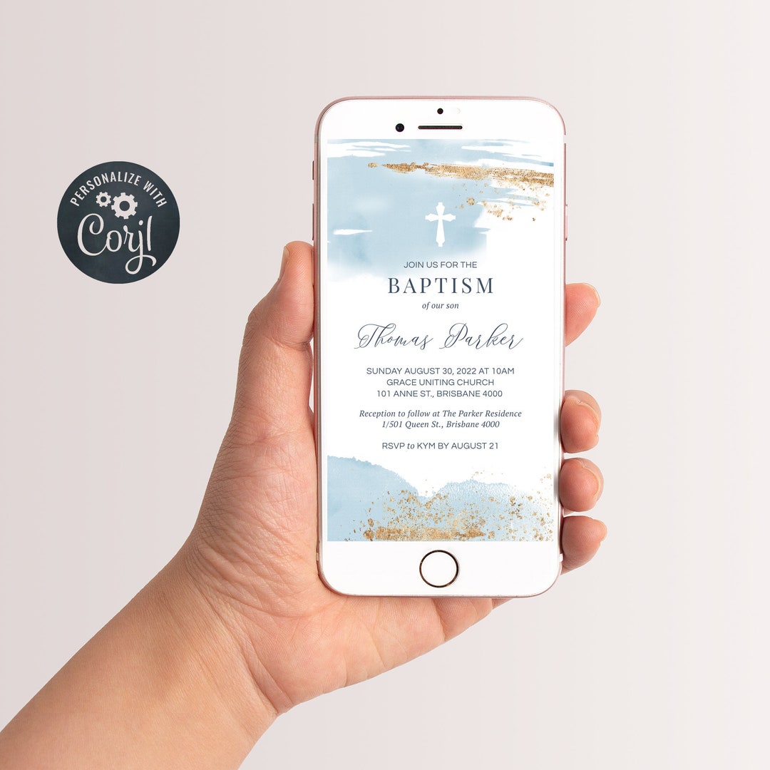 Baptism Evite, Christening Evite, Holy Communion Evite, Digital