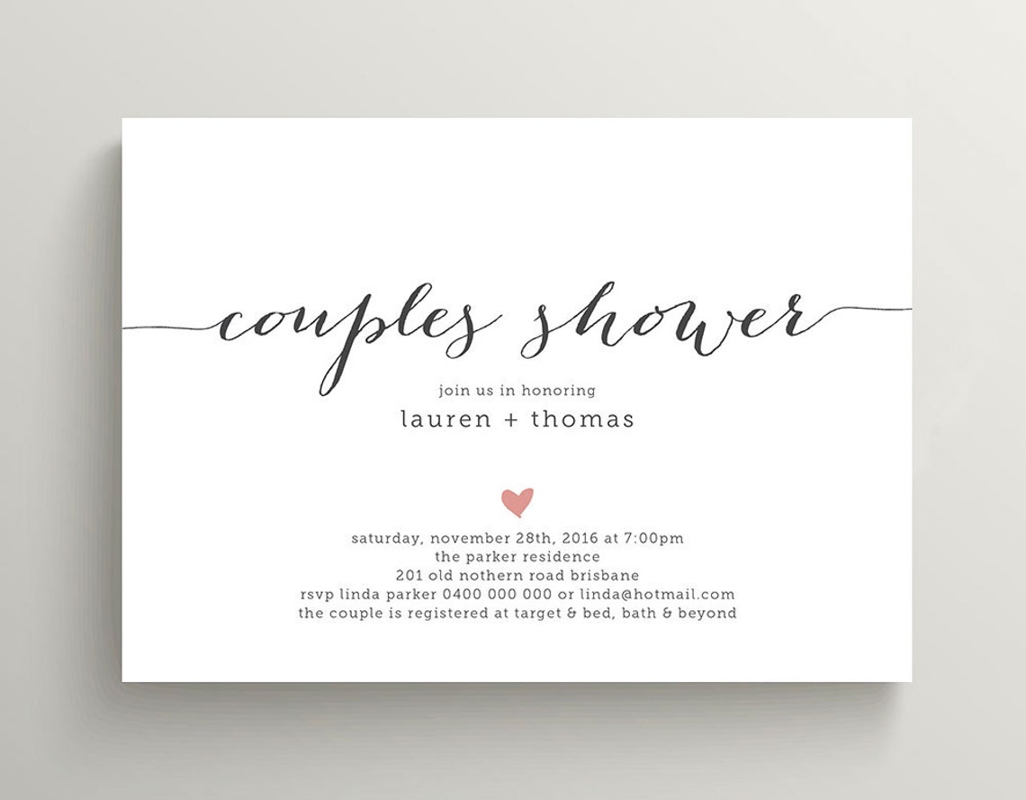 Printable Couples Shower Invitation Simple & Sweet Love Etsy