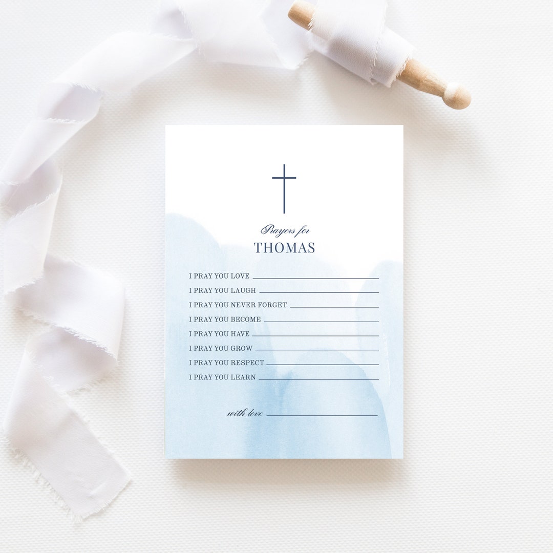Editable Baptism Prayer Card Template, Christening Prayer Card, Baby ...