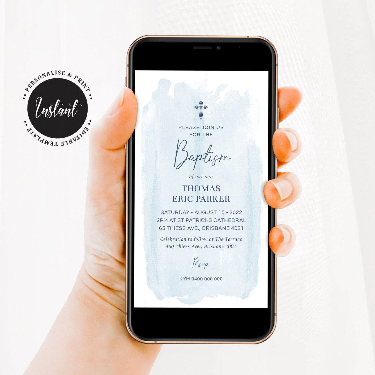 Digital Baptism Evite Template Christening Invitation Etsy