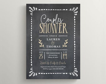 Printable Chalkboard Couples Shower Invitation \ Chalkboard Invite \ Rustic Invite (BR161)
