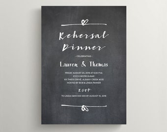 Printable Wedding Rehearsal Dinner Invitation \ Rustic Chalkboard Invite (RD87)