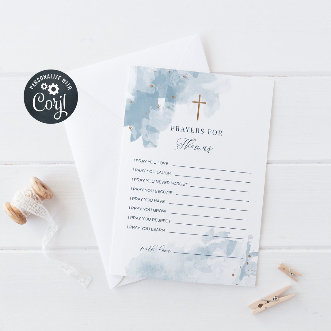 Editable Baptism Prayer Card Template, Christening Prayer Card, Baby ...