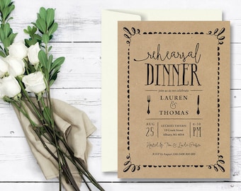 Printable Wedding Rehearsal Dinner Invitation on Kraft (RD68)