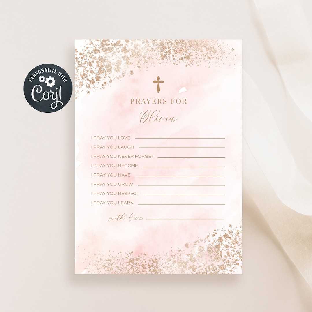 Editable Baptism Prayer Card Template, Christening Prayer Card, Baby ...