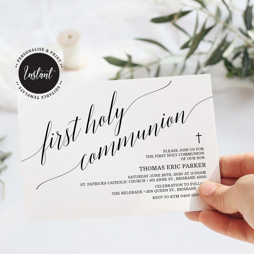 Editable Printable Holy Communion Invitation, Communion Party, Instant ...