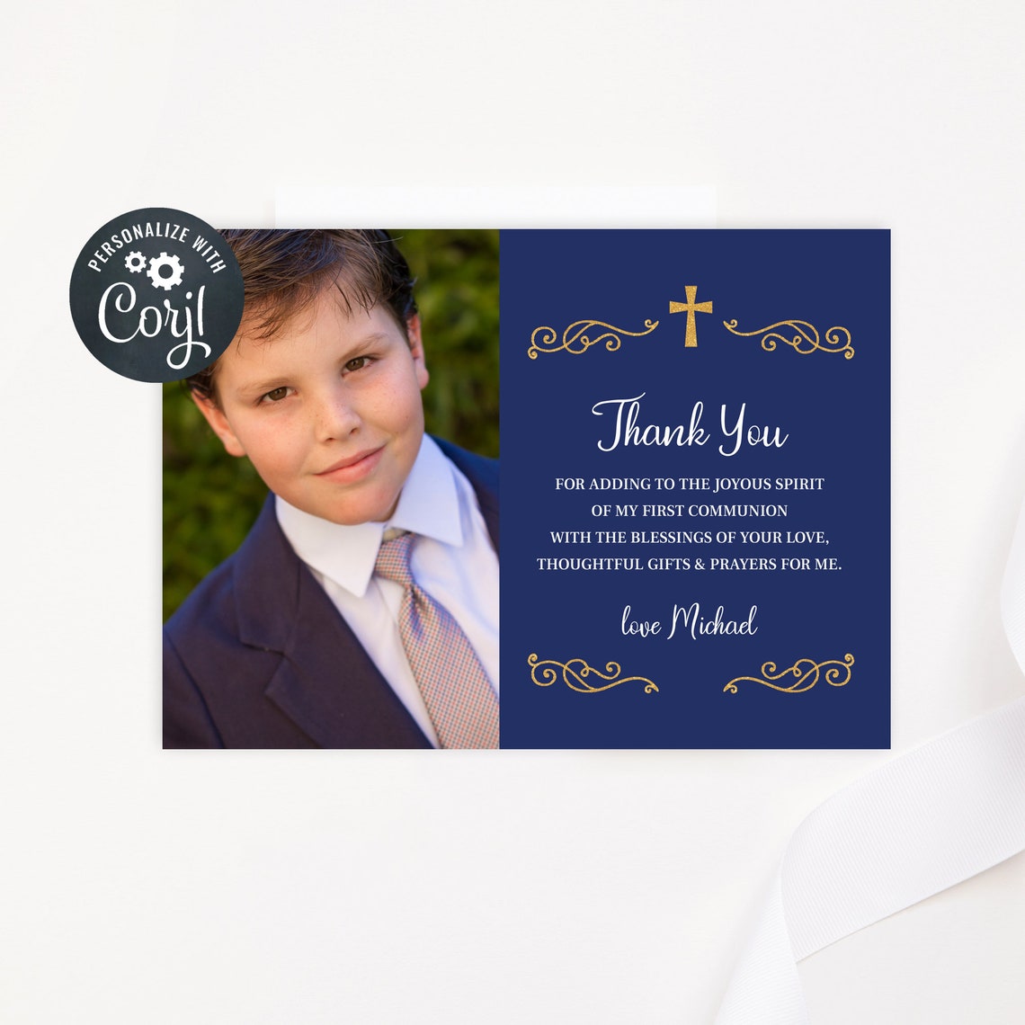 Communion Thank You Card Template First Communion Thank You Etsy