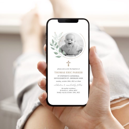 Baptism Evite Christening Evite Digital Invitation Photo Etsy