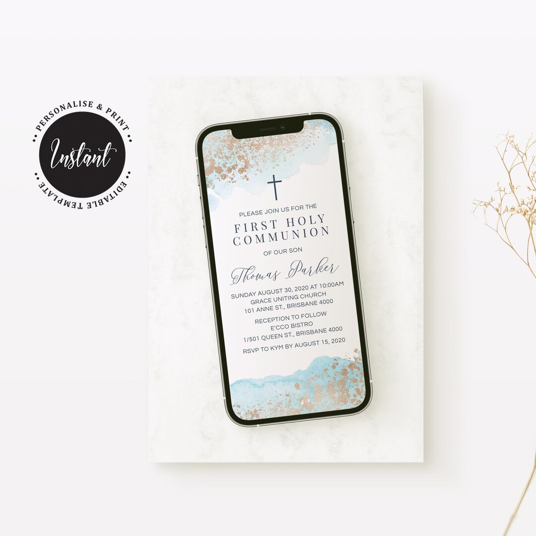 Baptism Evite, Christening Evite, Holy Communion Evite, Digital
