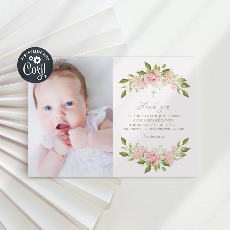 Communion Thank You Card Template Photo Communion Girl Etsy