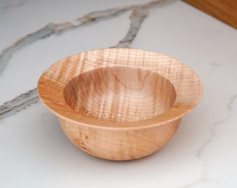 Handmade Curly Maple Deep Rim Bowl – Turned Wood Salad Bowl