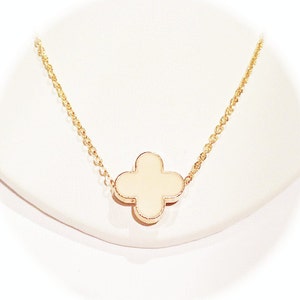 Peach Modern Clover Necklace on Gold Chain