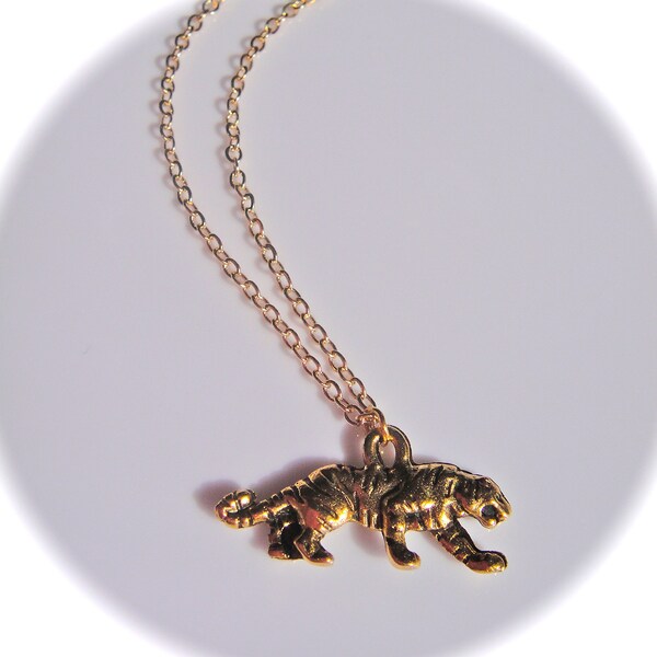 Gold Tiger Necklace on Delicate Chain-LSU Tigers-Sale