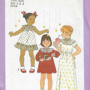 Vintage Simplicity Sewing Pattern 8498 | Girls’ Nightgown, Pajamas and Robe Sizes 3 & 4 Uncut and Factory Folded