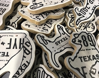 Texas license plate wood pet magnet