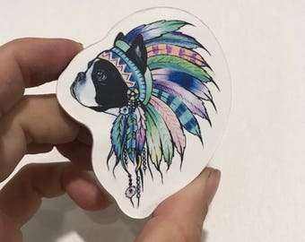 Boston terrier frenchie dog pet wood magnet kitchen decor magnetic artwork. Pick