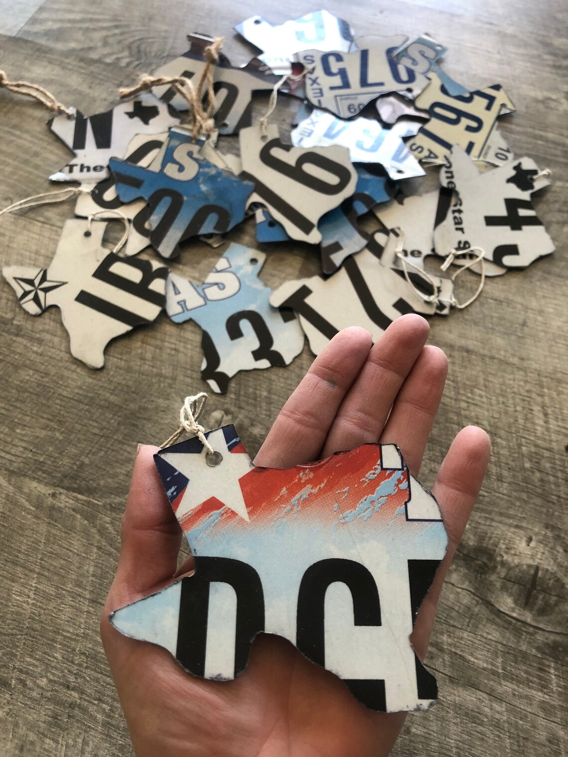 Texas Metal License Plate Handmade Ornament Keychain Rustic Etsy