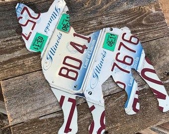 Boston terrier Frenchie license plate wood sign customizable