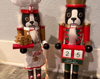 Boston terrier custom painted nutcracker 15-16”