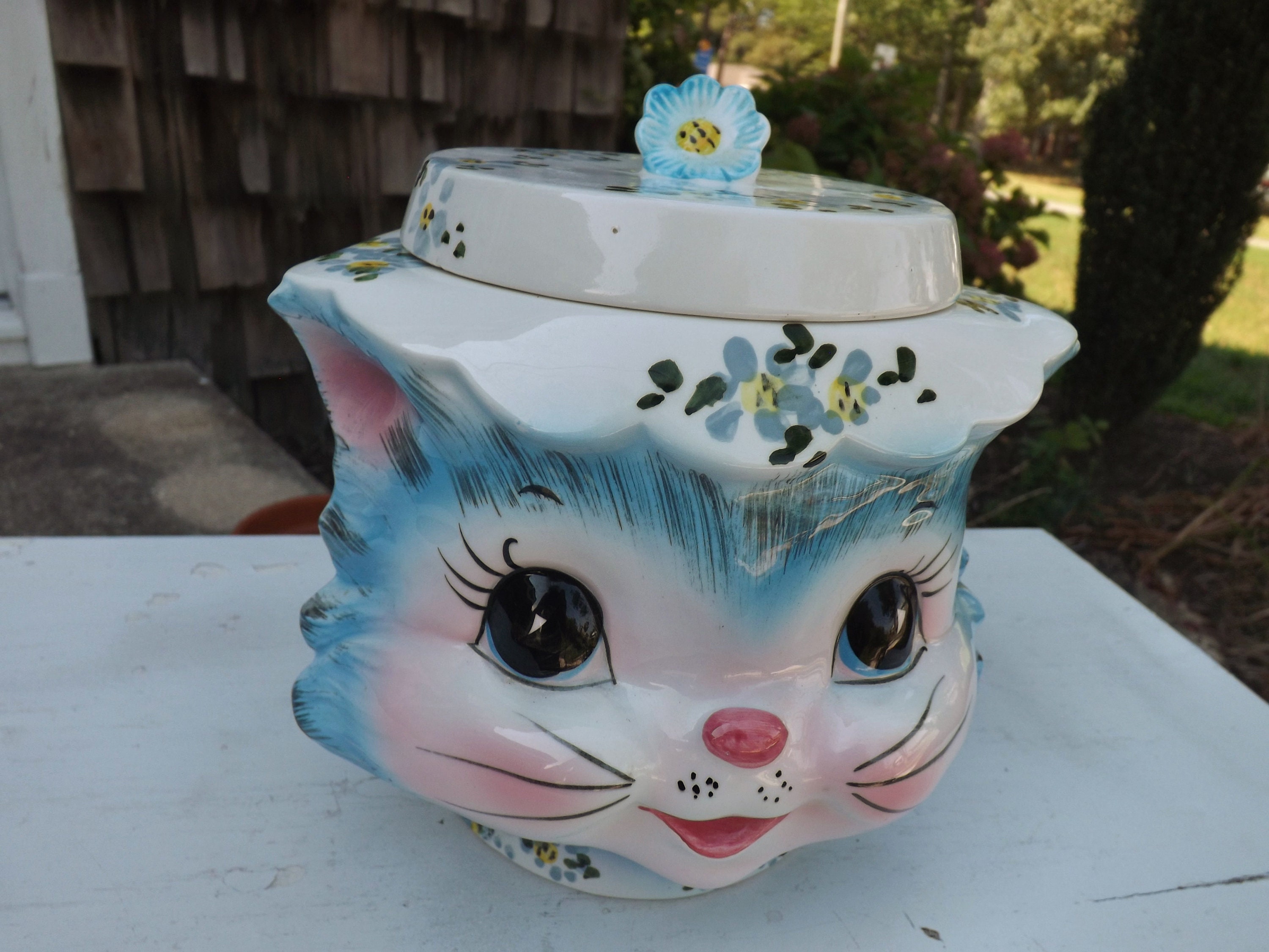 Cute Nursery Antique Cat Kitty Pet Animal Ceramic Knob Pull Pottery Cupboard 
