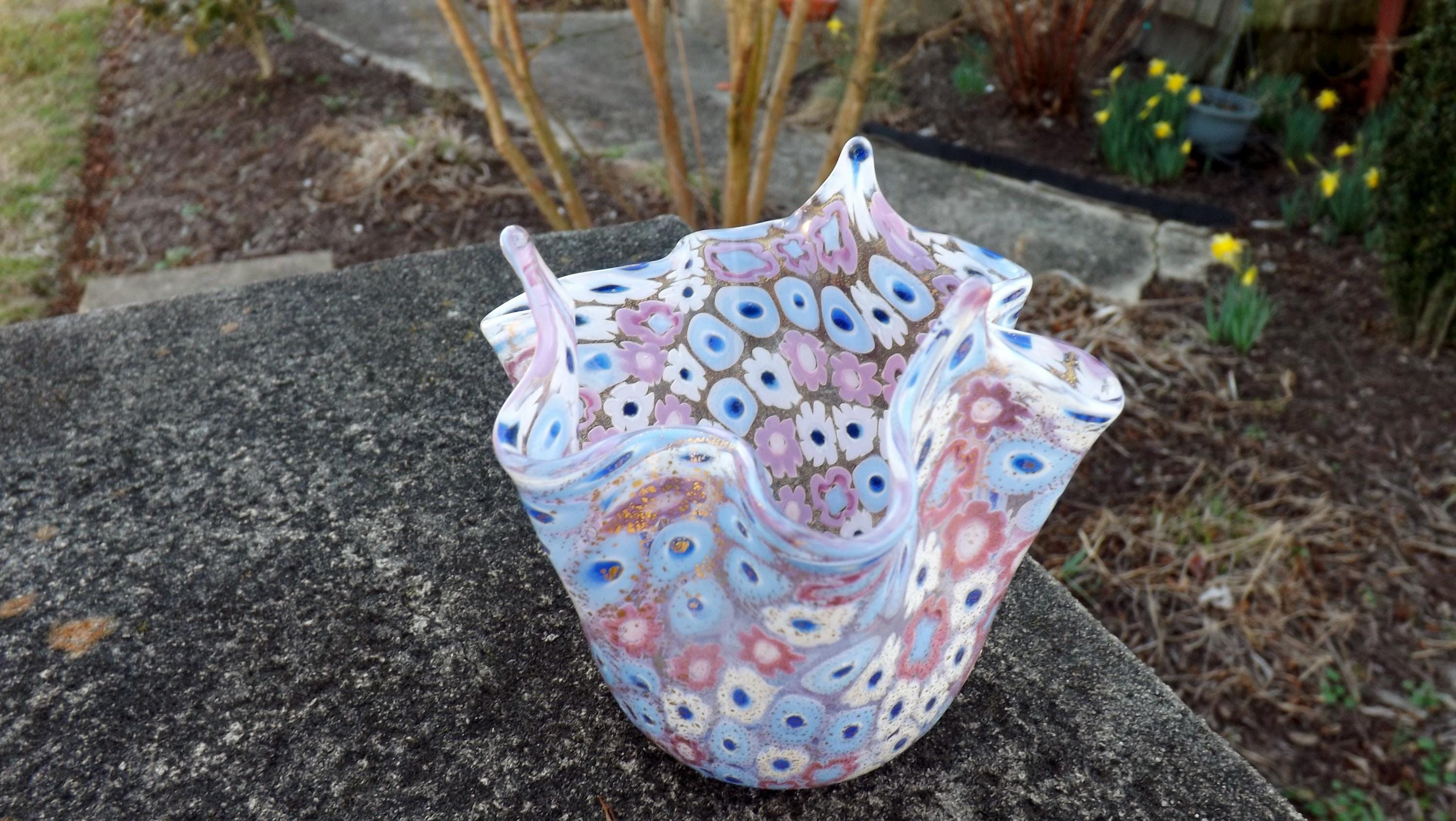 MURANO ウラン 蓋物 オレンジ ミルフィオリ キャンディポット お碗 Murano Millefiori Glass Bowl - Etsy