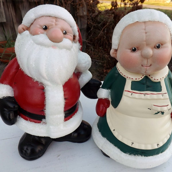 Kimple Mr. and Mrs. Claus - hand painted softie bisque ware - 1980's