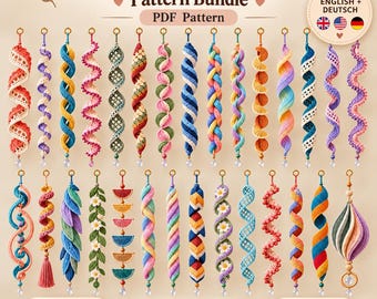 May include: A collection of 25 crochet wind spinner patterns displayed as a digital bundle. The image features various colorful, spiraled, and textured hanging ornaments with intricate yarn designs, including floral and geometric motifs, with the text 25-in-1 Crochet Wind Spinner Pattern Bundle.