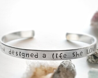 She Designed A Life She Loved, Self Love Bracelet, Inspirational Jewelry, Entrepreneur, Graduation Gift for Her