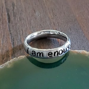 I Am Enough Ring, Recovery Mental Health Awareness Ring, You Are More than Enough, Worthy, Graduation Present Gift, READ ENTIRE LISTING