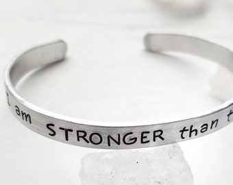 Stronger than the Storm Bracelet, Encouragement Jewelry, Strong Woman, Womens Giftt Cuff Bracelet