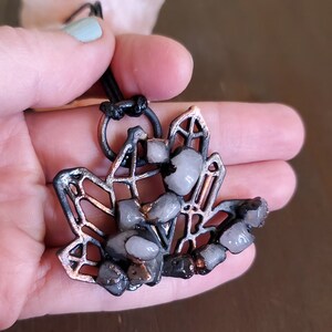 Rose Quartz Crystal Necklace, Raw Copper and Gemstone chip Jewelry, Pink Quartz Cluster, Heart Chakra