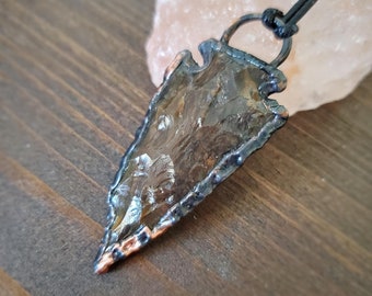 Arrowhead Necklace, Jasper and Copper Wrapped Arrowhead Jewelry, Electroformed