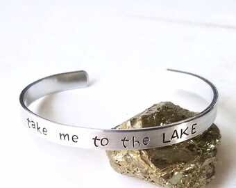 Take me to the Lake Bracelet, Summer Outdoors, Vacation Jewelry, Lake House Fourth of July or Memorial Day Gift, Summer Fun