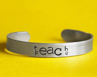 Teach Peace bracelet, Positive Quote, Motivational Message, Love Each Other, Coexist