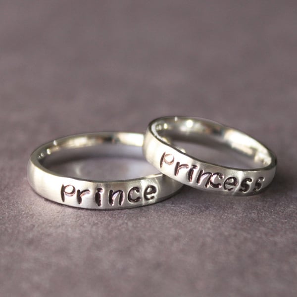 Prince and Princess Ring set, His and Her Rings, Boyfriend and Girlfriend Anniversary Gift, Promise Rings, Couples