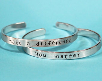 You Matter Bracelet, Make a Difference Bracelet, Empowerment and Affirmation Jewelry, Positive Inspirational, Volunteer gift