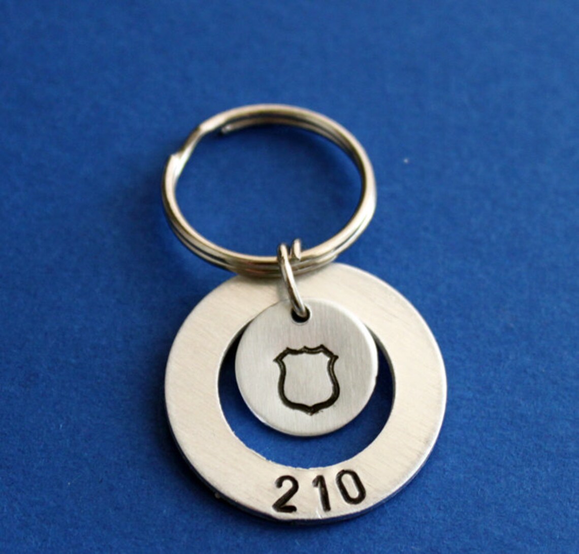 Police Officer Keychain Personalized Badge Number With Badge Etsy