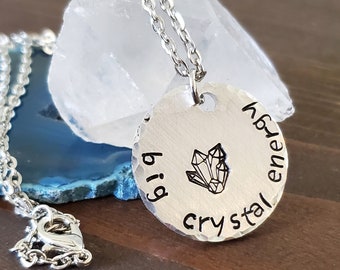 Big Crystal Energy Necklace, Quartz Gemstone Jewelry, Funny Magic Gift