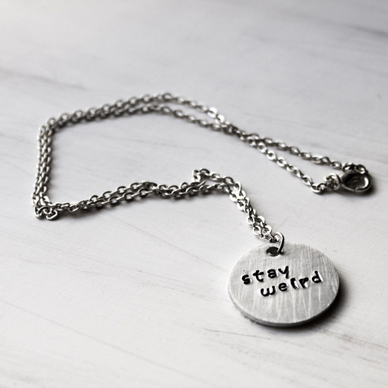 Stay Weird Necklace Weirdo Jewelry Fun Gift Idea Hand Etsy